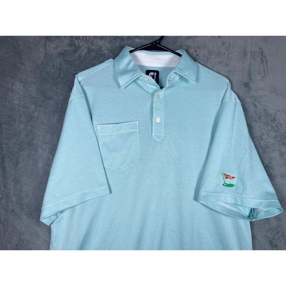 FootJoy Mens Medium LACC Los Angeles Country Club Golf Polo Shirt Light Blue